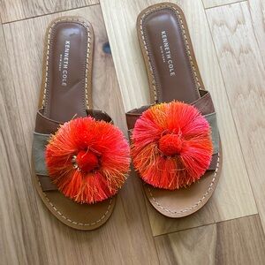Kenneth Cole Women's Sandals with Orange Pom-Pom